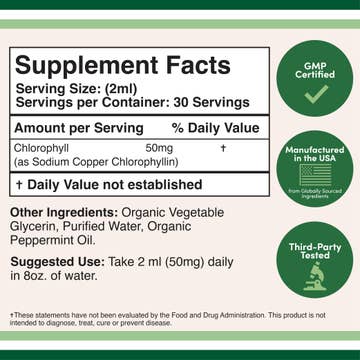 Double Wood Supplements Liquid Chlorophyll 1,500mg — 2 FL OZ, 30 Day Supply