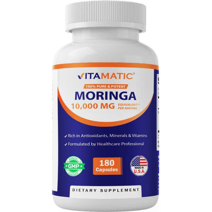 Vitamatic Moringa 50:1 Extract — 180 Capsules | Pure & Potent Dietary Supplement