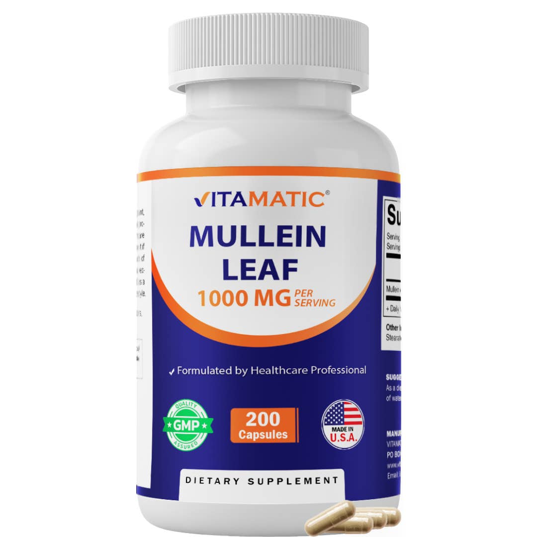 Vitamatic Mullein Leaf 1000 mg, 200 Capsules