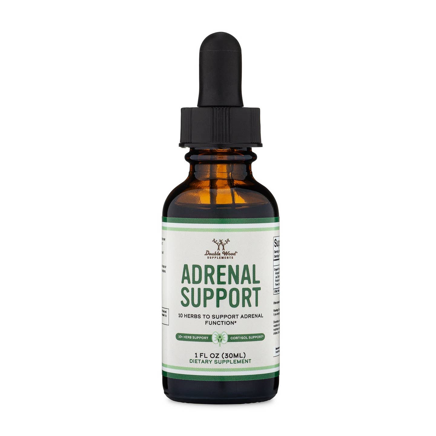 Double Wood Supplements Adrenal Support — 10 Herb Liquid Formula for Cortisol & Adrenal Function