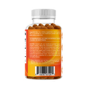 Vitamatic Vegan Turmeric Gummies with Ginger & Black Pepper - Natural Peach Flavor, 60 Count