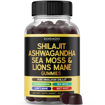 Dorado Pure Himalayan Shilajit, Ashwagandha, Sea Moss & Lion's Mane Gummies - 60 Count