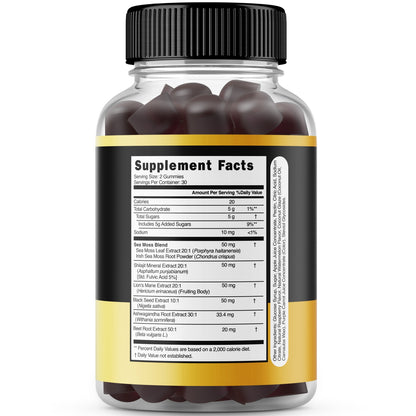 Dorado Pure Himalayan Shilajit, Ashwagandha, Sea Moss & Lion's Mane Gummies - 60 Count