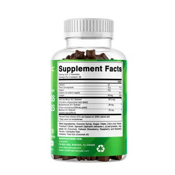 Vitamatic Sea Moss, Bladderwrack & Burdock Root Gummies Concentrated Extract - Natural Raspberry Flavor, Vegan, 60 Count