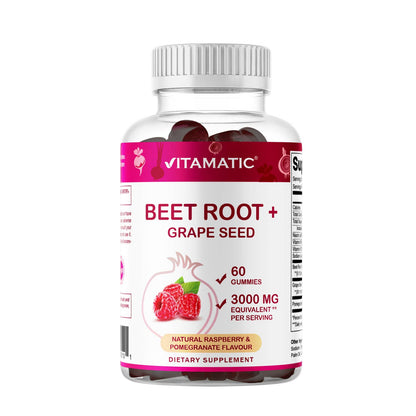 Vitamatic Beet Root + Grape Seed Gummies with Pomegranate - 60 Count